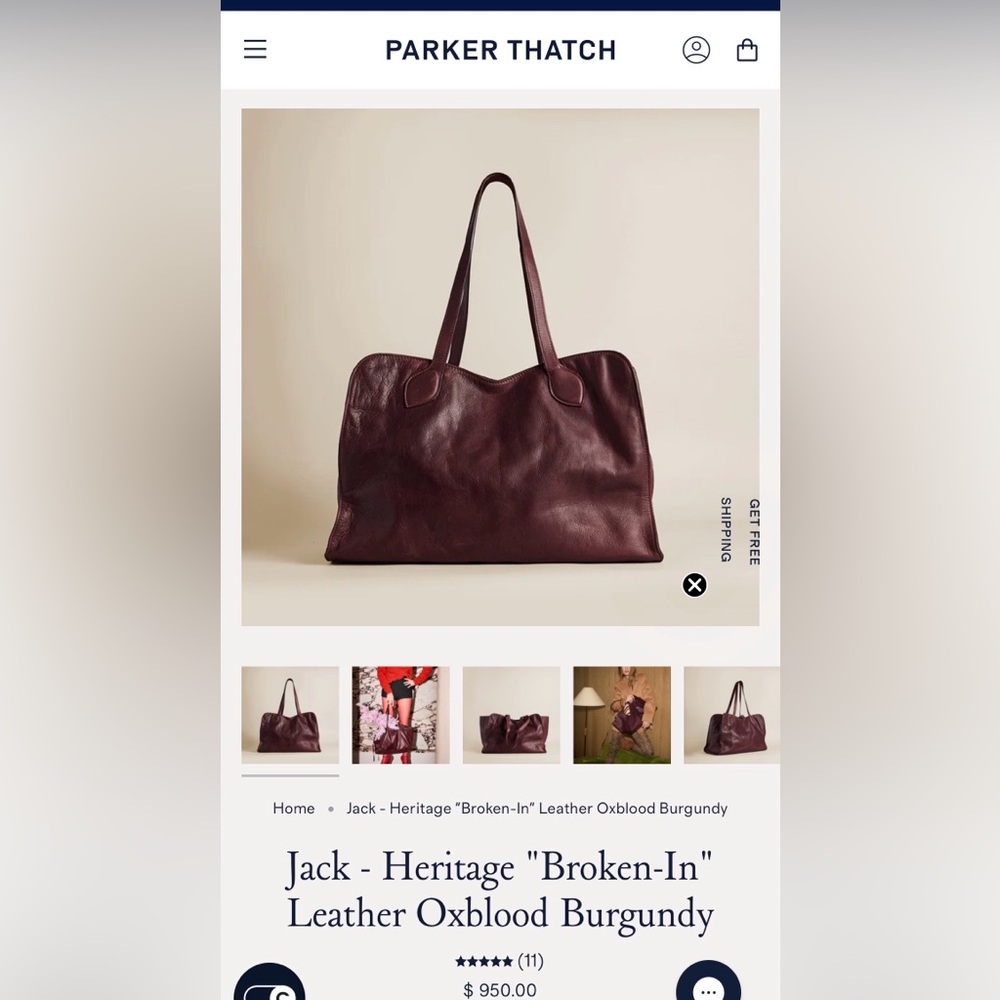 Parker Thatch “Jack” Broken-In Heritage Leather Bag in Oxblood Burgandy